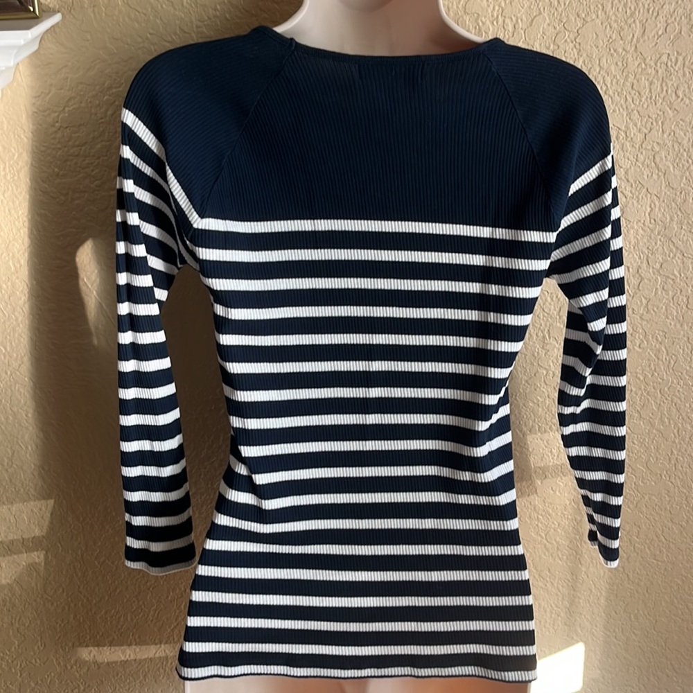 Lauren navy nautical striped top - Picture 3 of 4